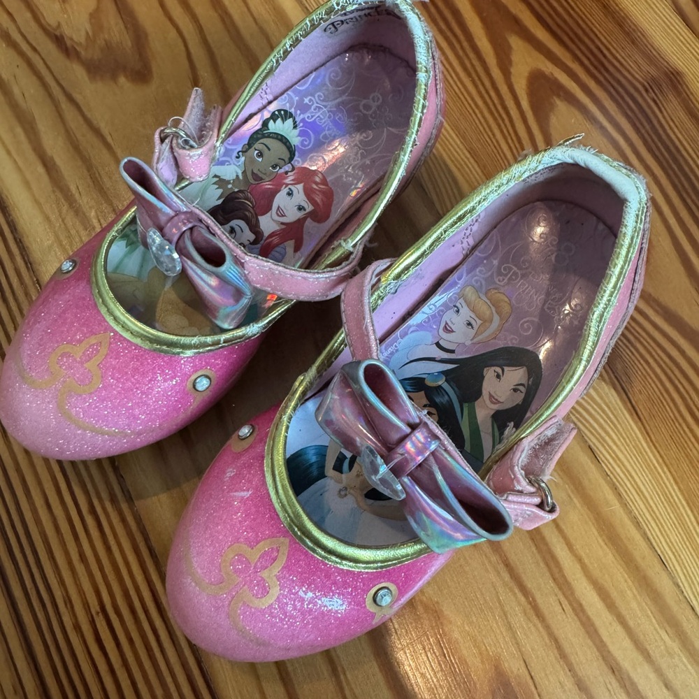 Pink Disney Glitter Princess Shoes with Bow